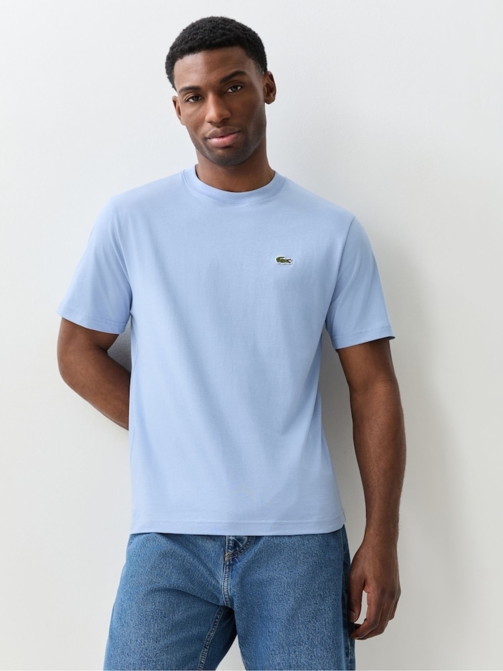 Lacoste Light Blue Short Sleeve Tee with Green Crocodile Logo